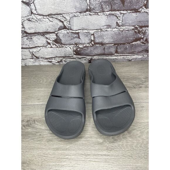 OOFOS 1100 OOahh Slate Grey Rubber Slides Recovery Sandals Women Sz 42EU/11M US - Picture 11 of 15